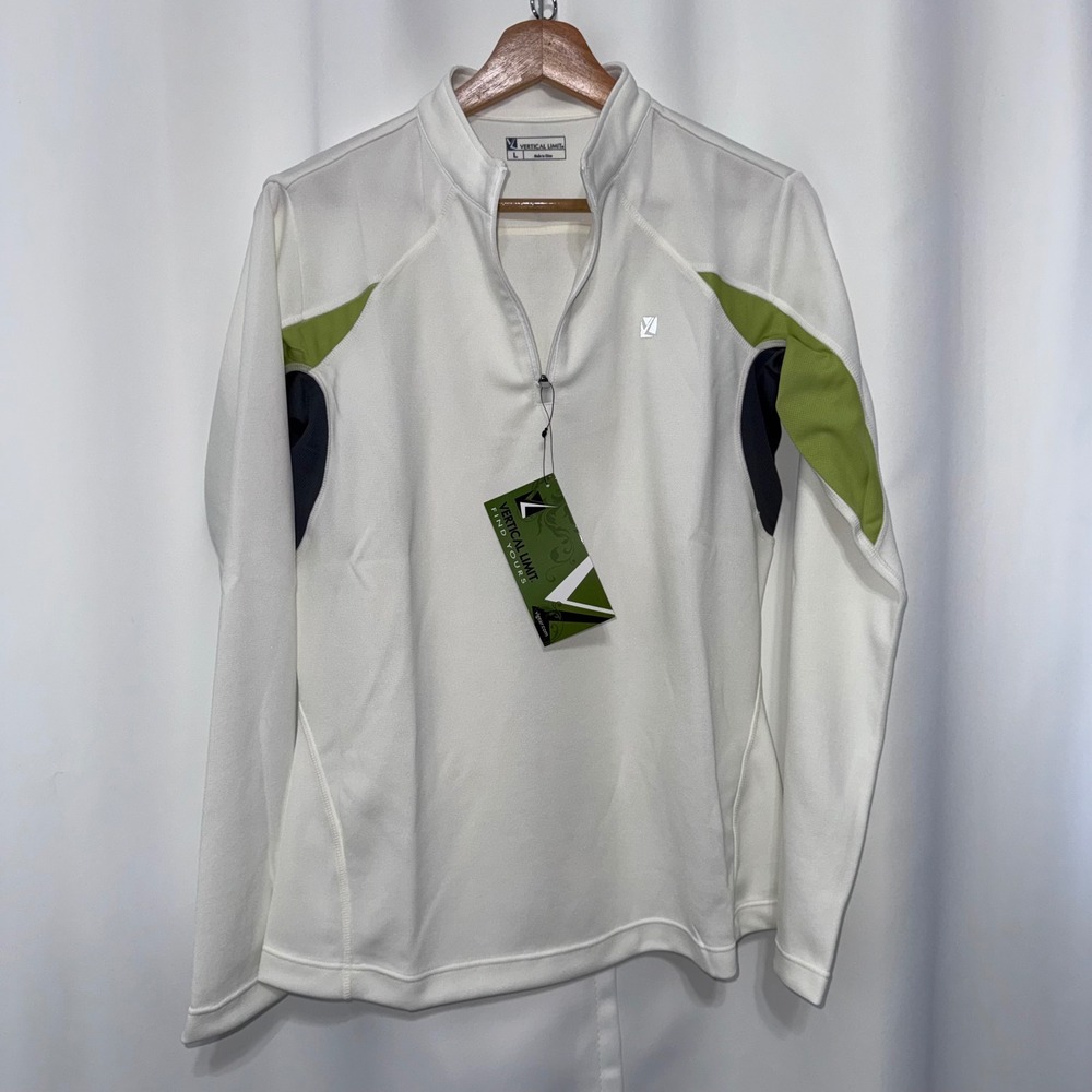 Vertical Limit Womens Quarter Zip Pullover White Green Colorblock Active Top L